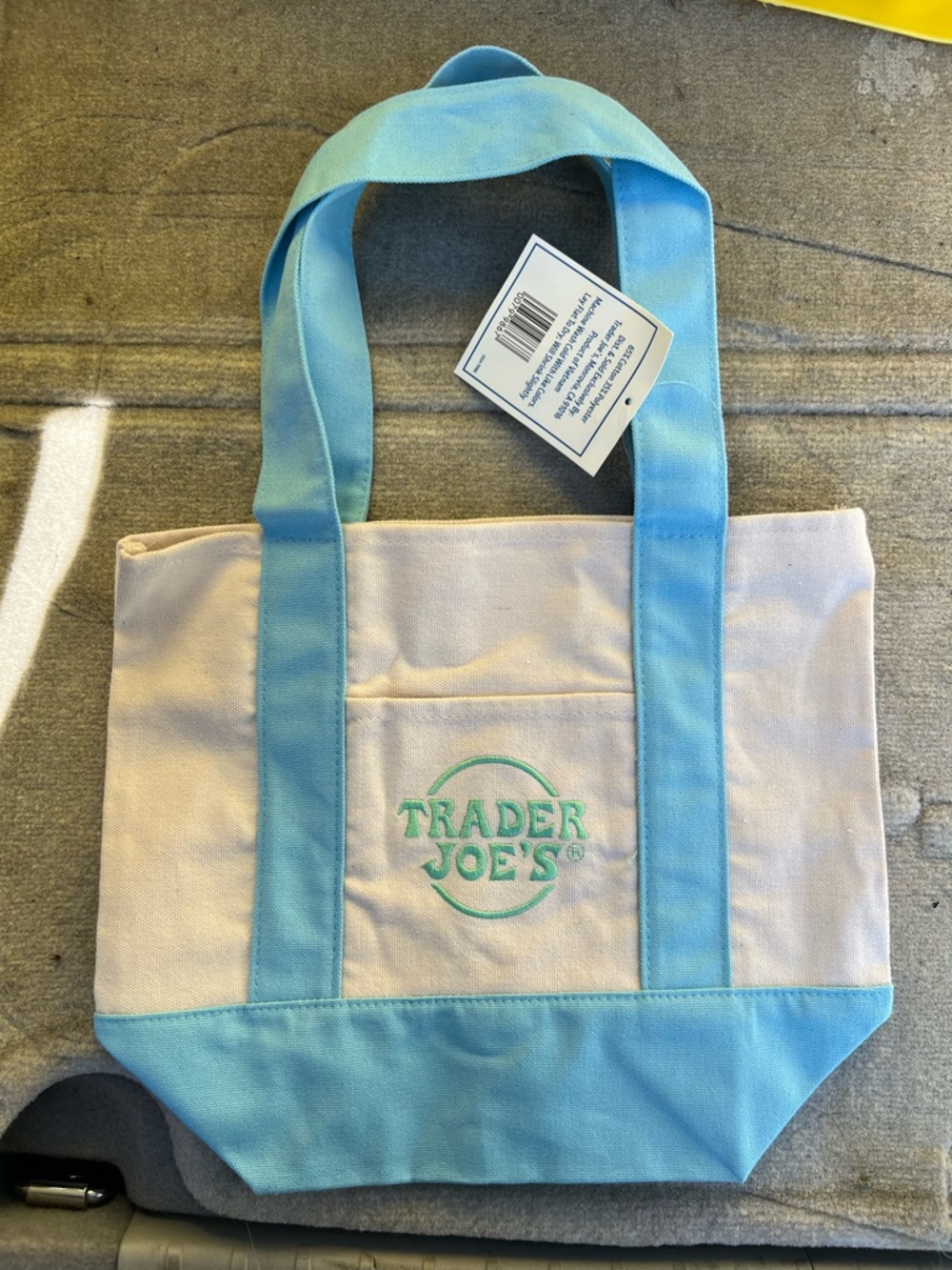 NWT Trader Joe’s Mini Pastel Blue Canvas Tote Bag